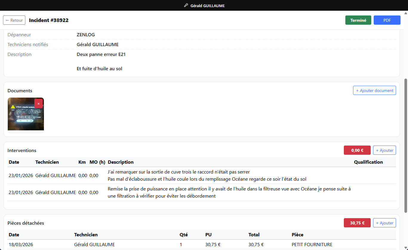 Fiche incident